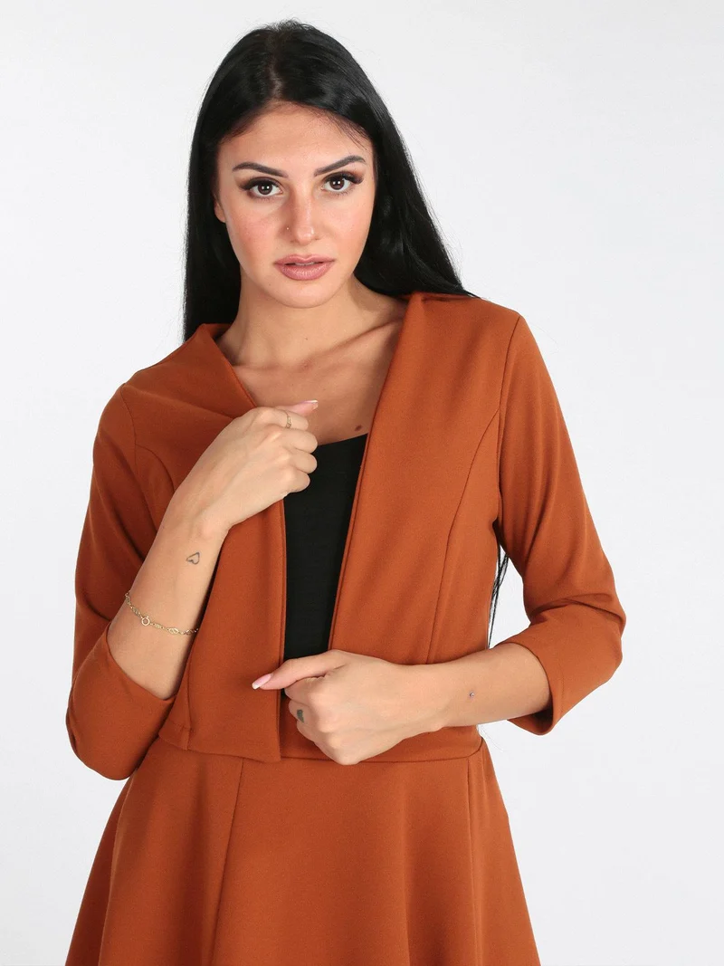 Bolero donna con manica a 3/4 - cammello