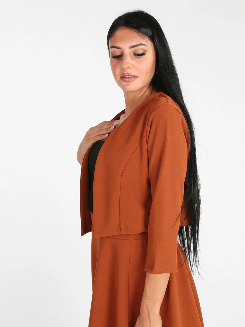 Bolero donna con manica a 3/4 - cammello