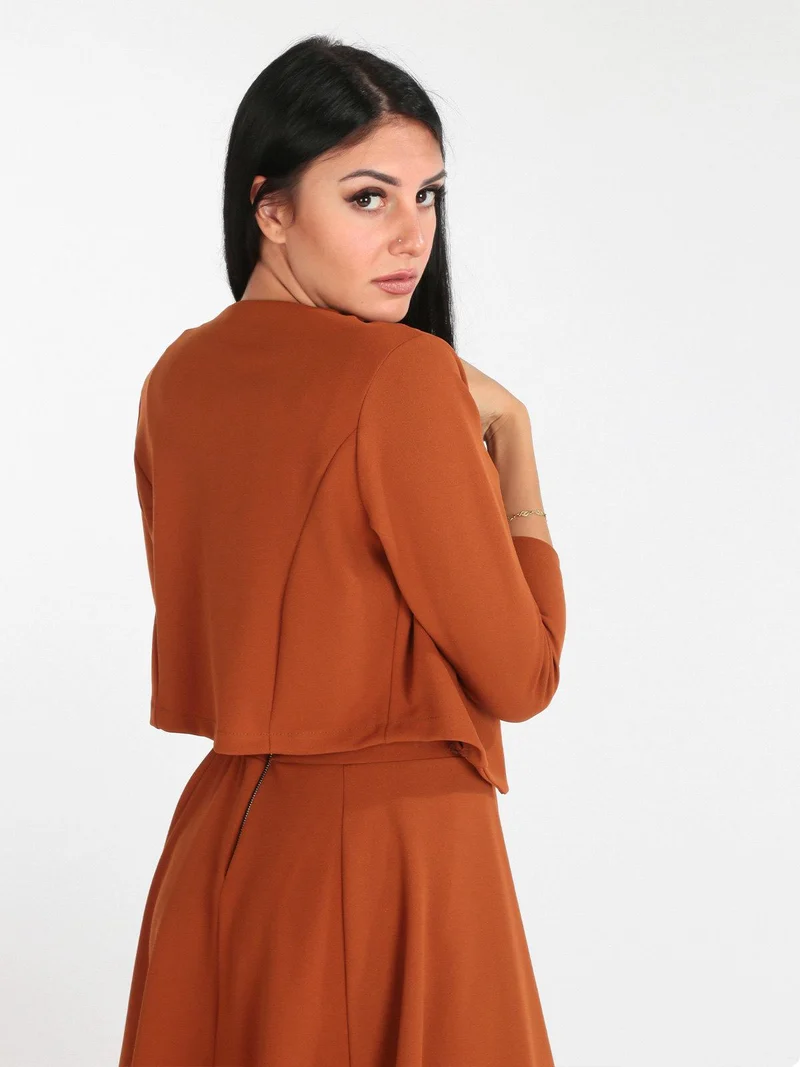 Bolero donna con manica a 3/4 - cammello