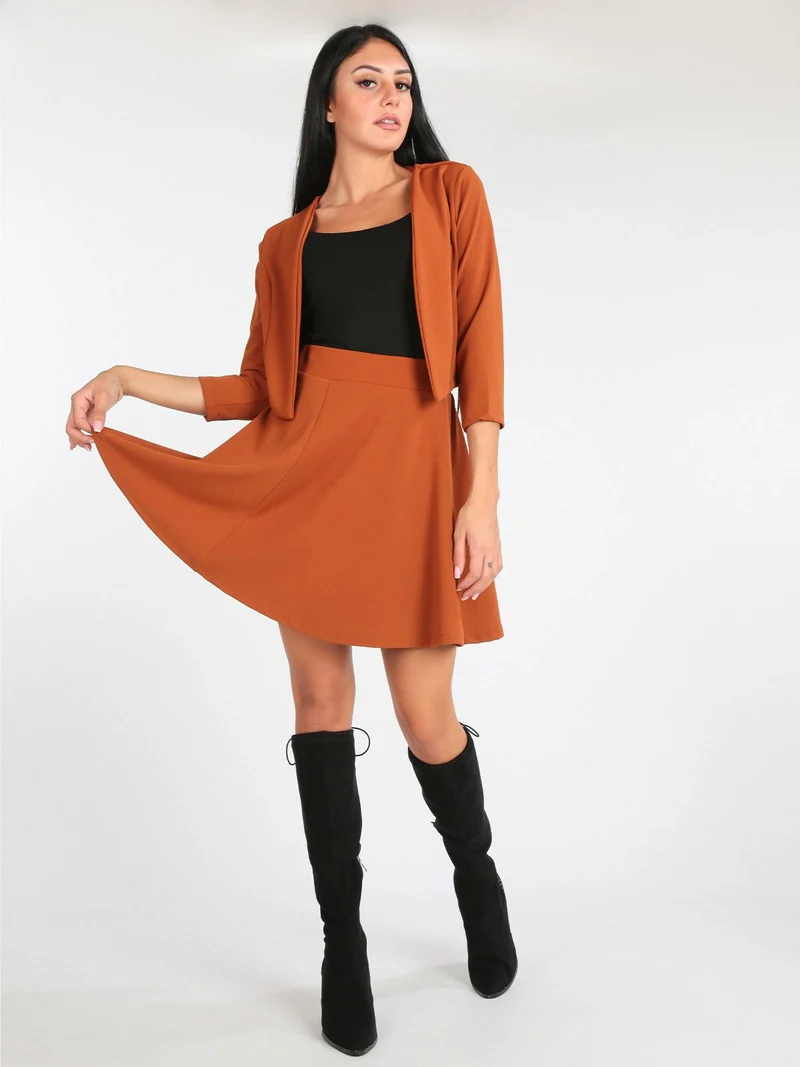 Bolero donna con manica a 3/4 - cammello