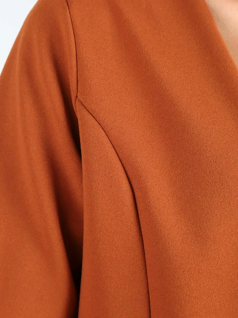 Bolero donna con manica a 3/4 - cammello