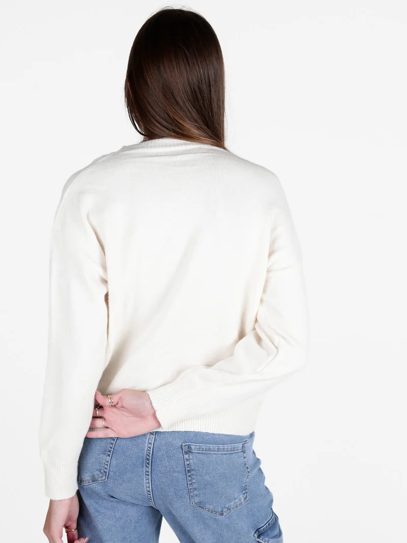 Maglione donna con stampa scritta e cuore - panna