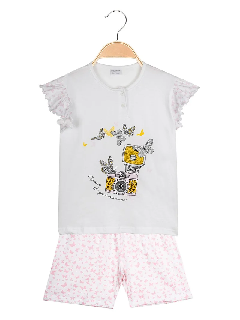Pigiama in cotone jersey con disegni - bianco