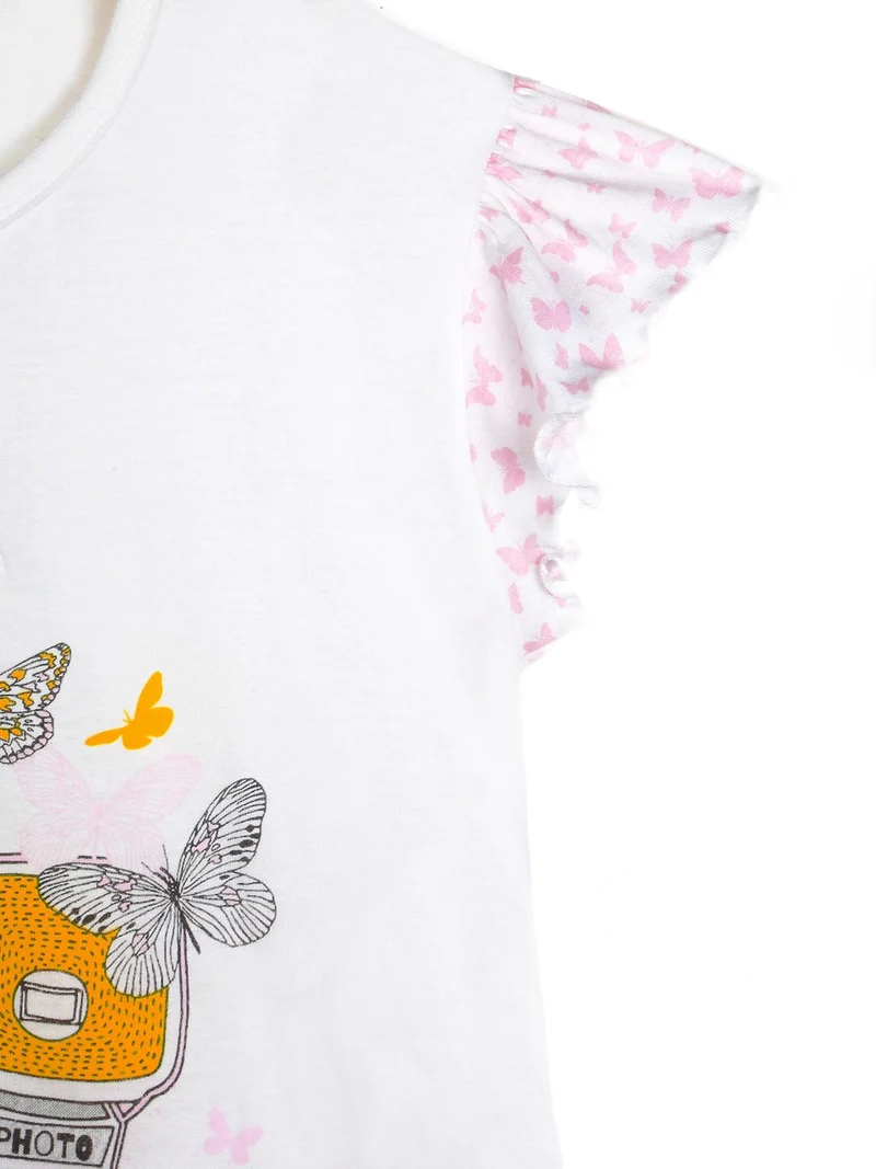 Pigiama in cotone jersey con disegni - bianco