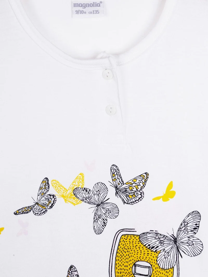 Pigiama in cotone jersey con disegni - bianco