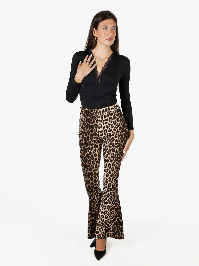Top body da donna a maniche lunghe con scollo di pizzo - nero