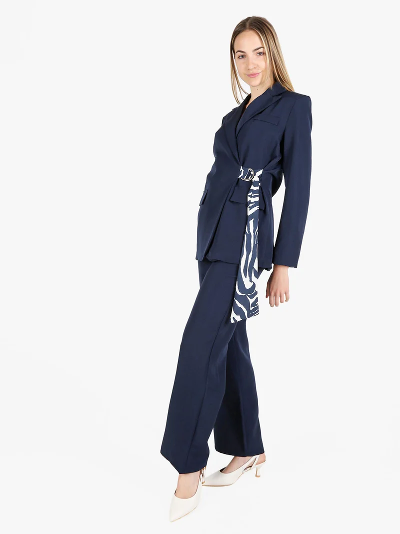 Completo da donna oversize con blazer e pantalone - blu scuro