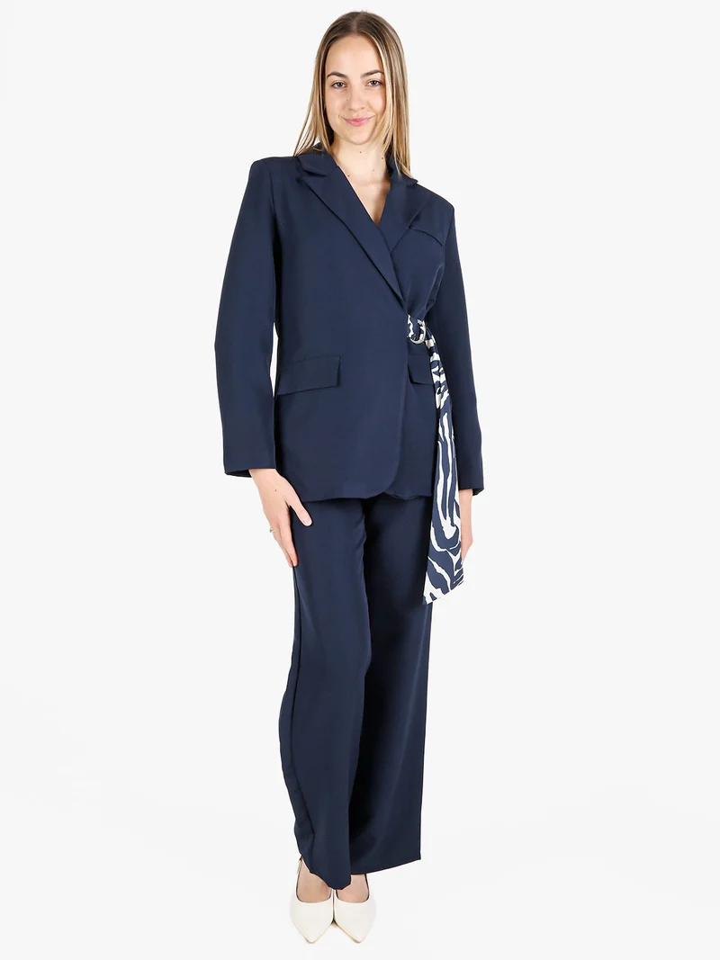 Completo da donna oversize con blazer e pantalone - blu scuro