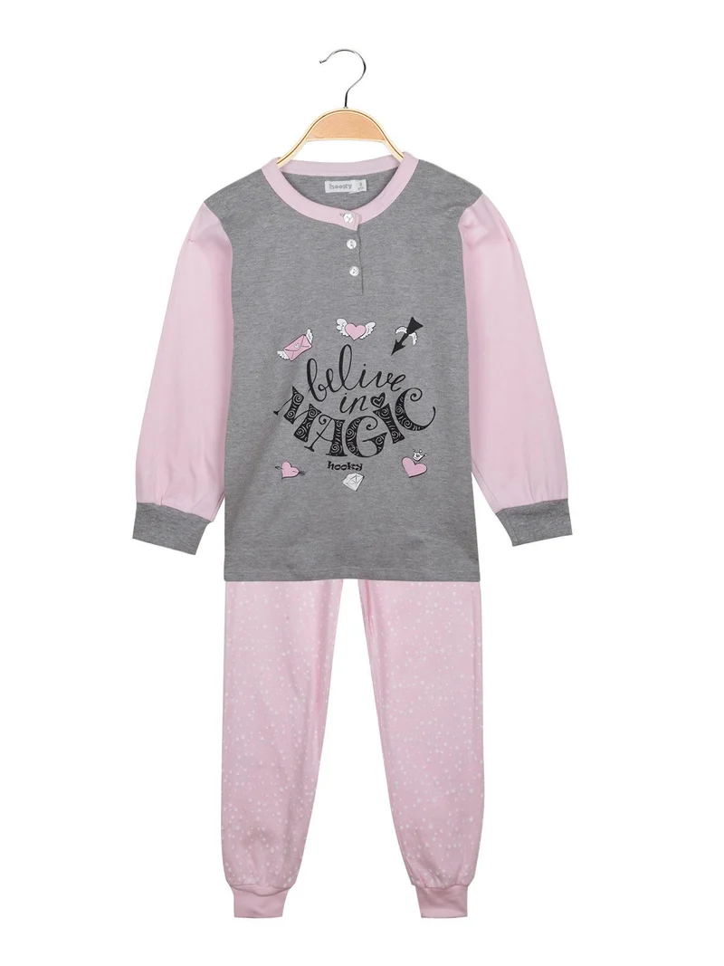 Pigiama lungo bambina con stampa - grigio