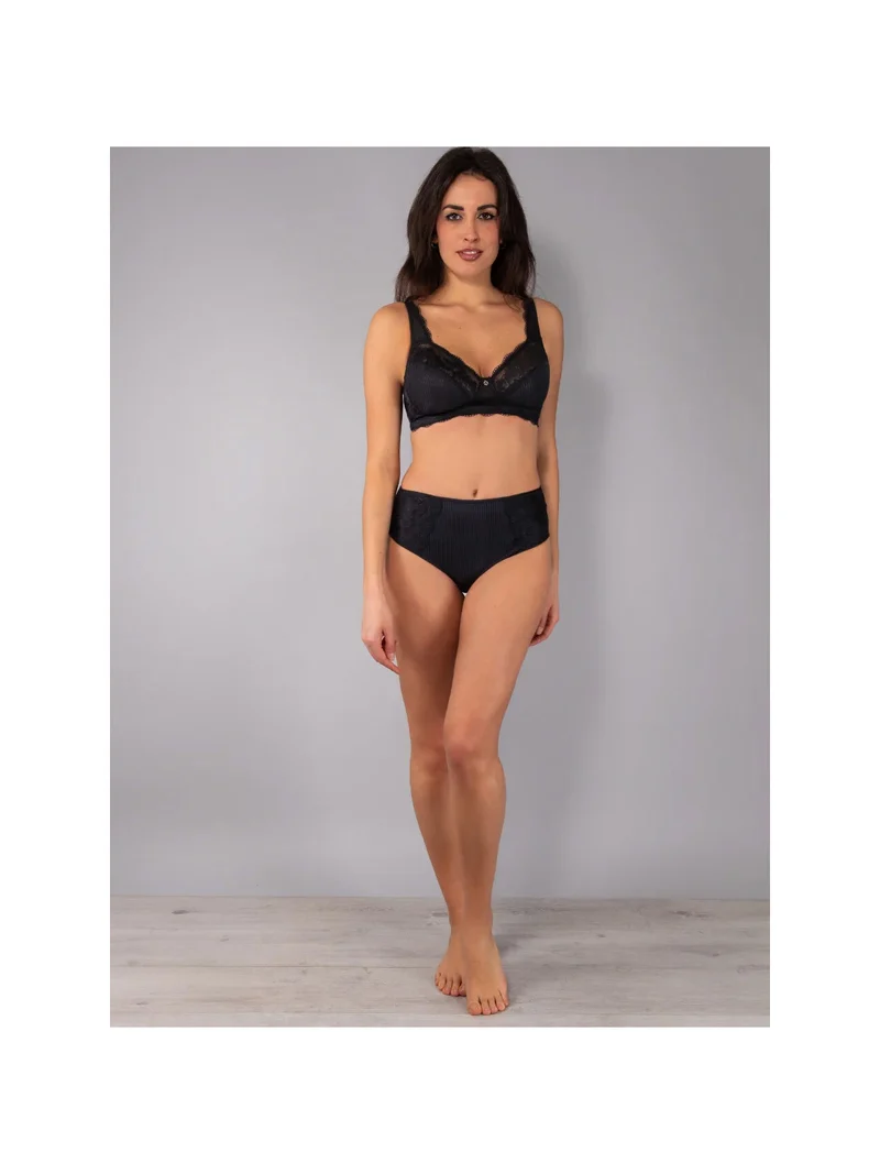 AR10 Reggiseno preformato con pizzo senza ferretto coppa D - nero