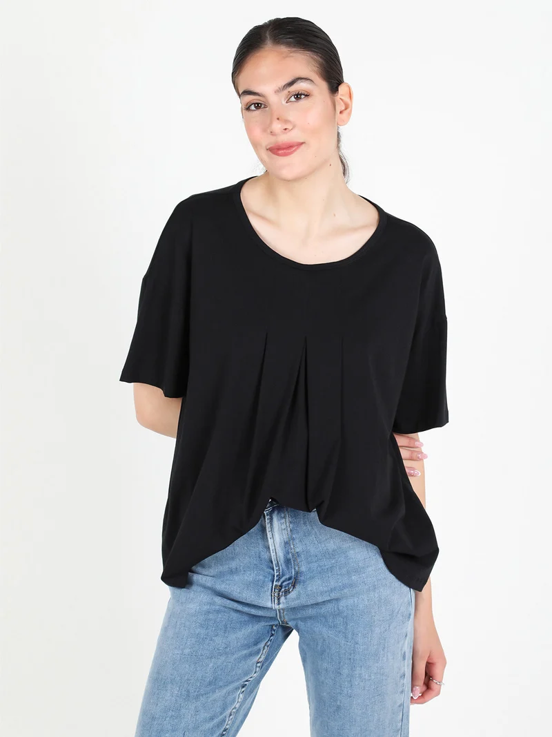 Maxi t-shirt donna oversize in cotone - nero