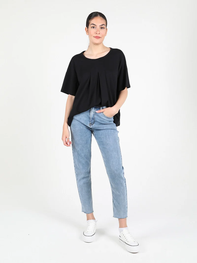 Maxi t-shirt donna oversize in cotone - nero