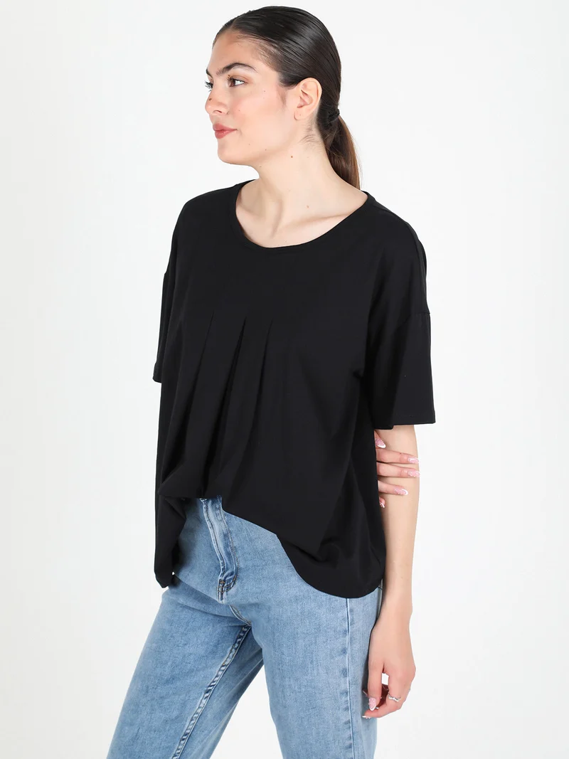 Maxi t-shirt donna oversize in cotone - nero