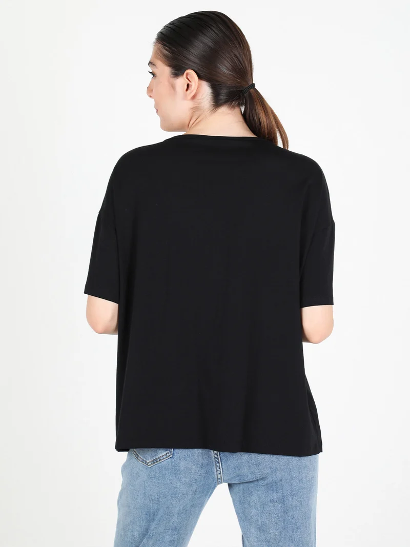 Maxi t-shirt donna oversize in cotone - nero