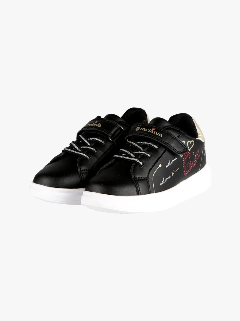 Sneakers da bambina con strappo - nero