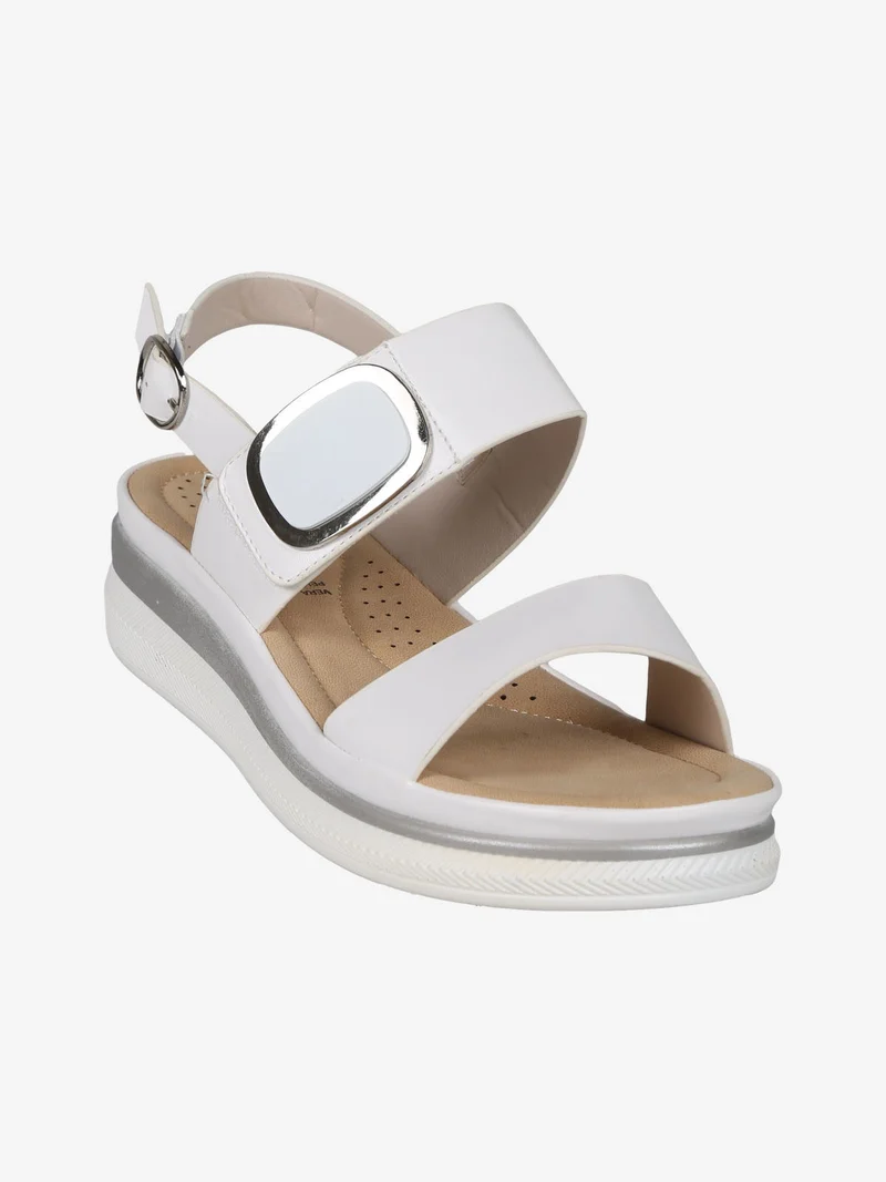 Sandali donna con fascia a strappo e zeppa - bianco