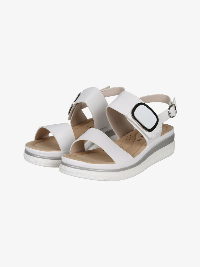 Sandali donna con fascia a strappo e zeppa - bianco