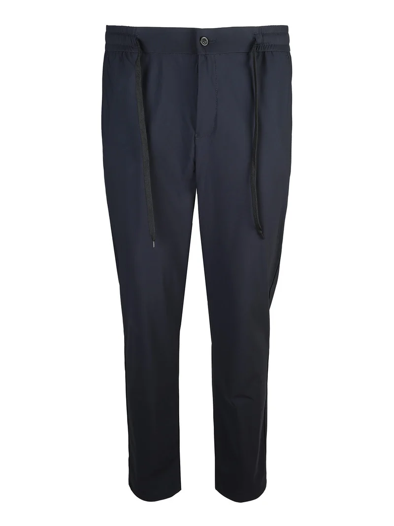 Pantaloni casual da uomo con coulisse in tessuto tecnico - blu scuro
