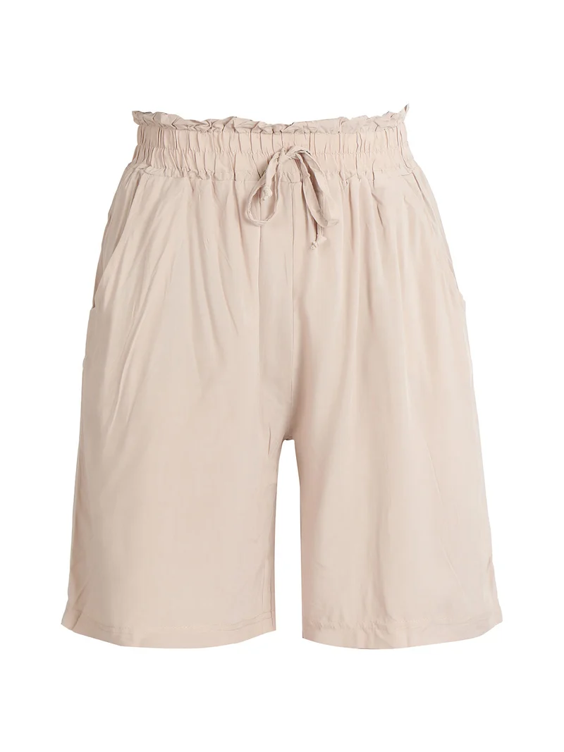 Shorts leggeri donna con coulisse - beige