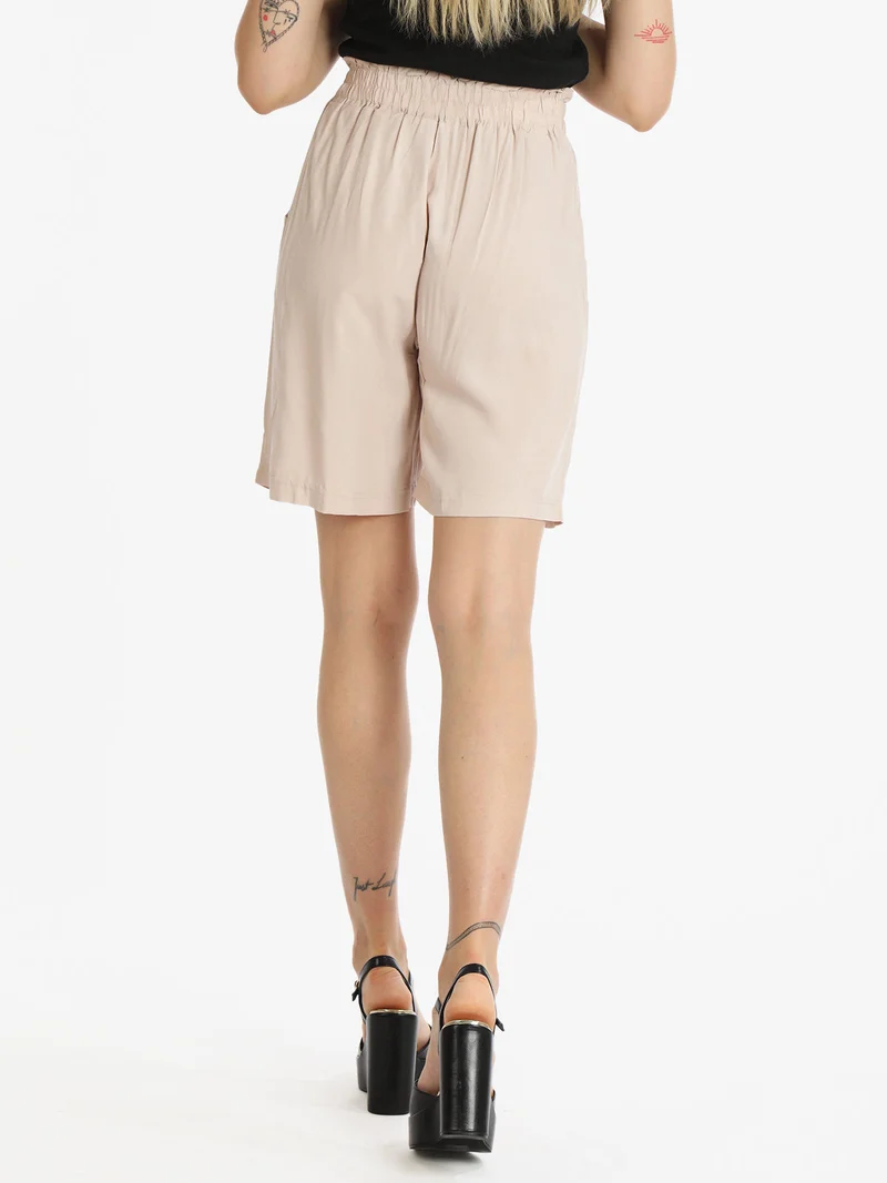 Shorts leggeri donna con coulisse - beige