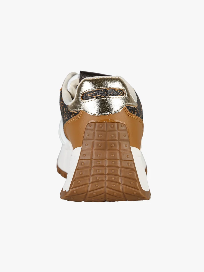 Sneakers donna stringate con platform - bianco