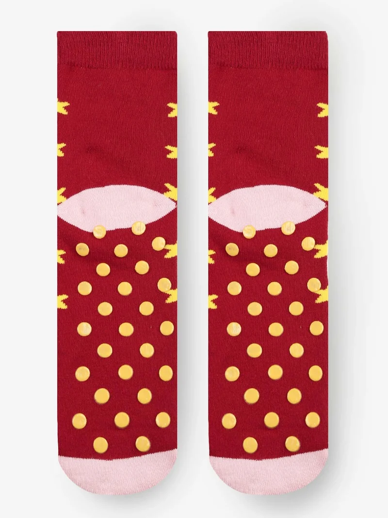 Calze antiscivolo bimba con unicorno - rosso