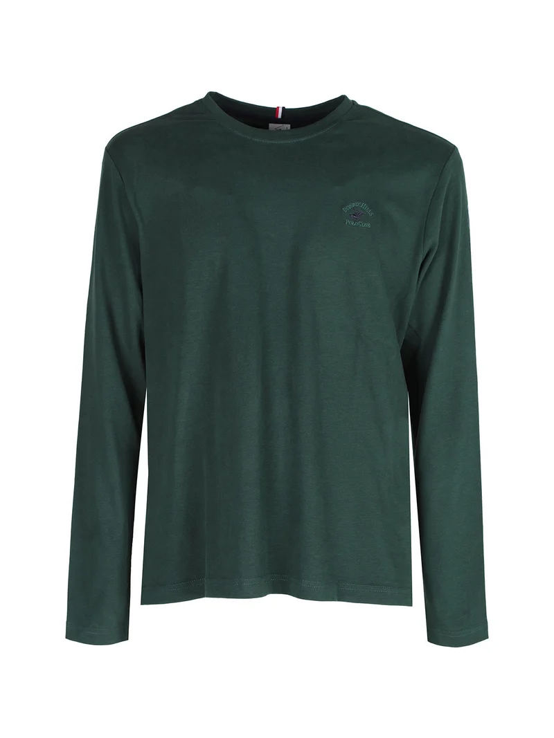T-shirt uomo a maniche lunghe in cotone - verde