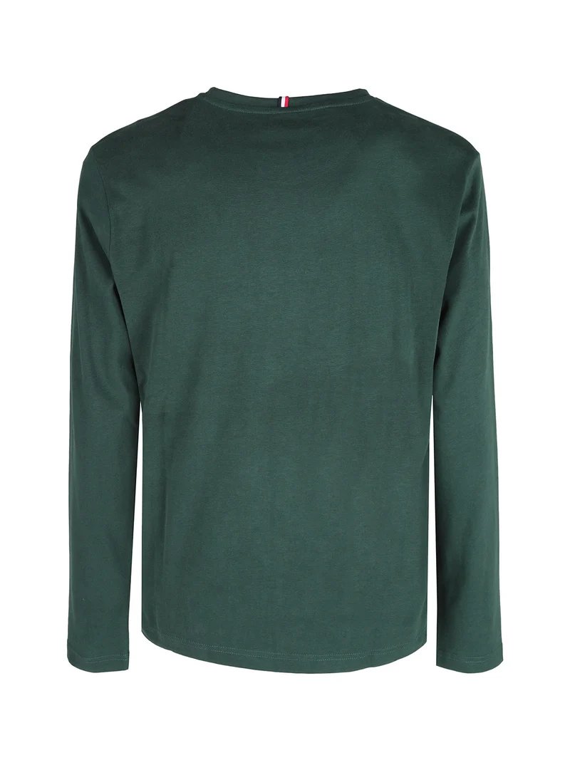 T-shirt uomo a maniche lunghe in cotone - verde