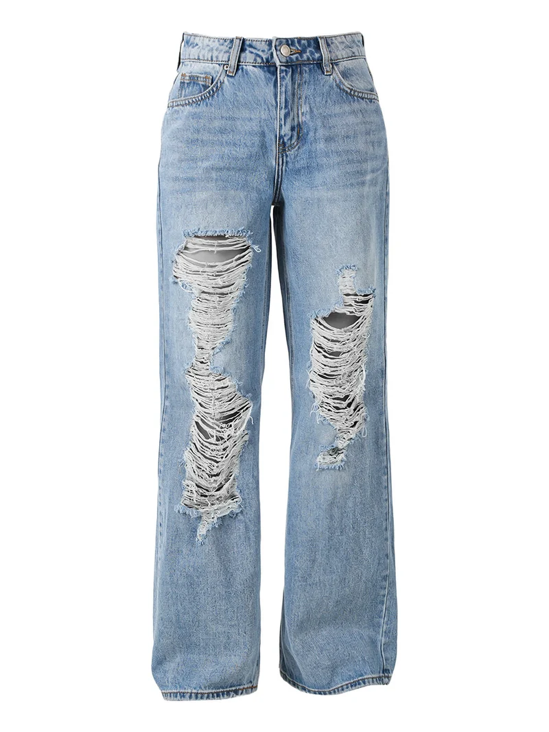 Jeans donna con strappi a gamba larga - jeans