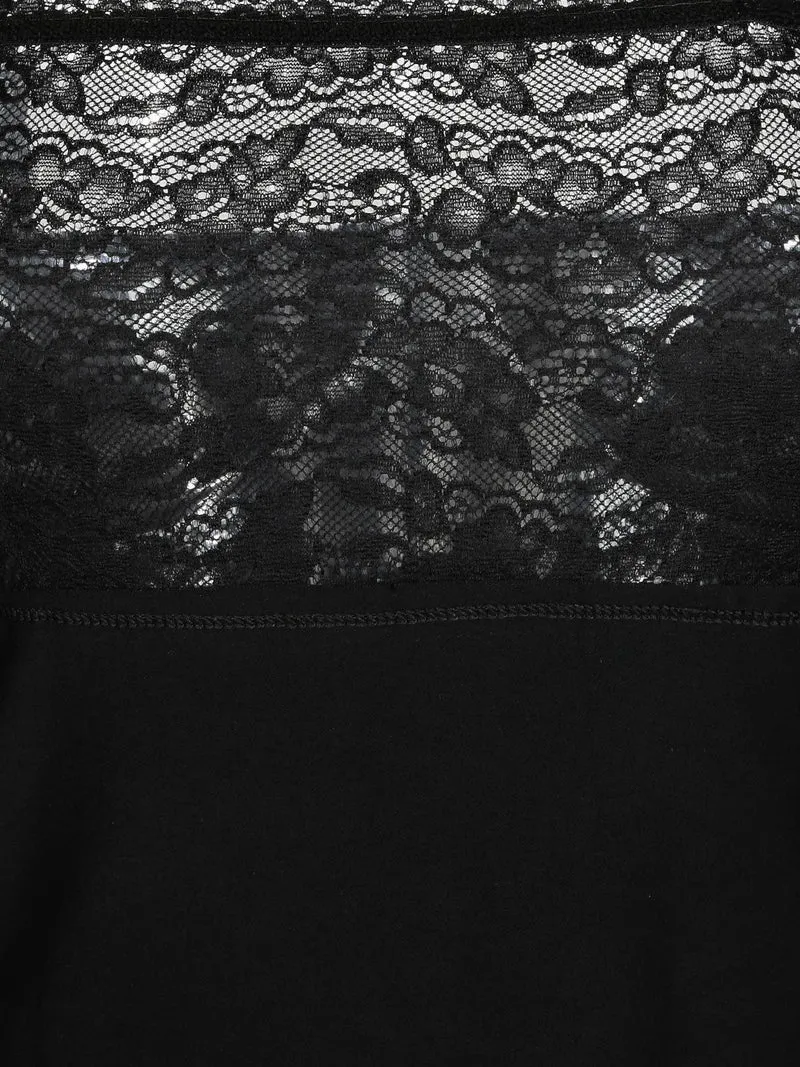 Canotta intima con pizzo in cotone bielastico - nero