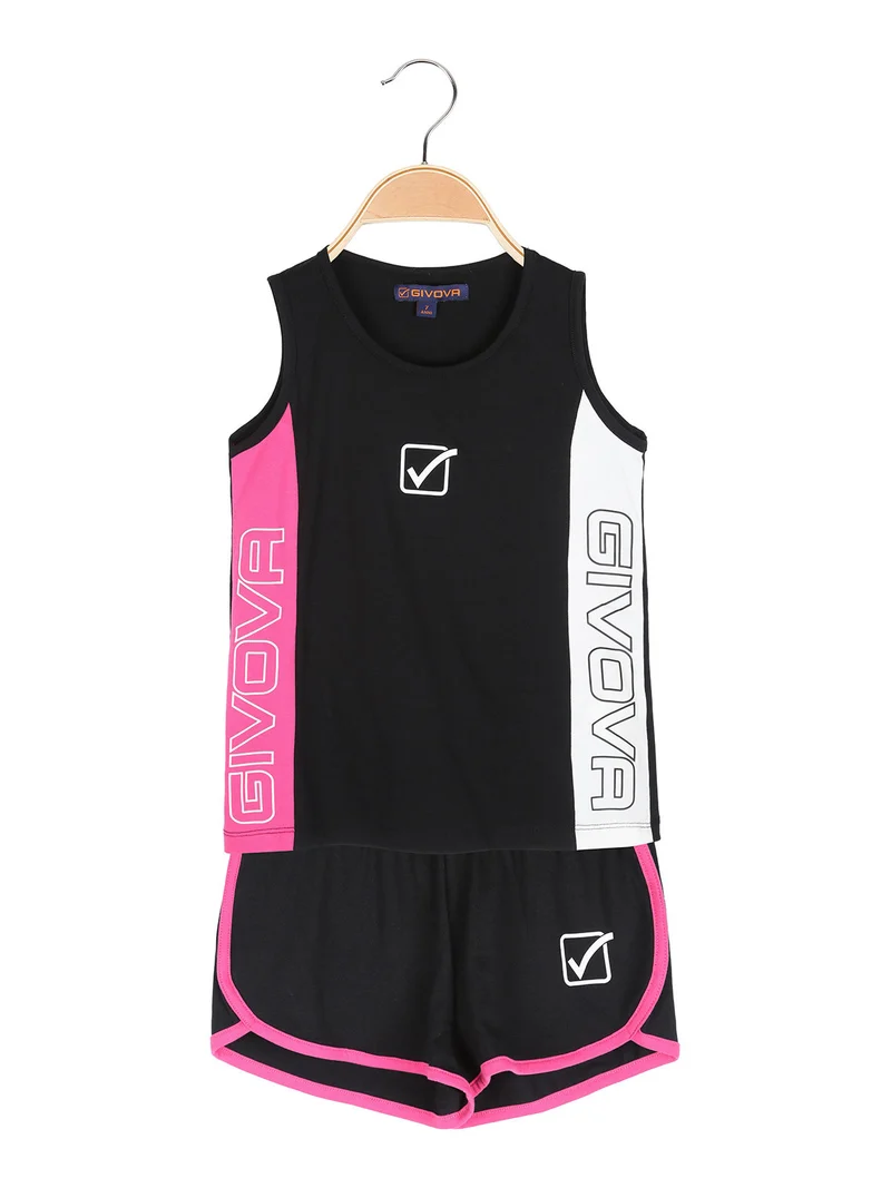 Completo corto da bambina canotta e shorts - nero
