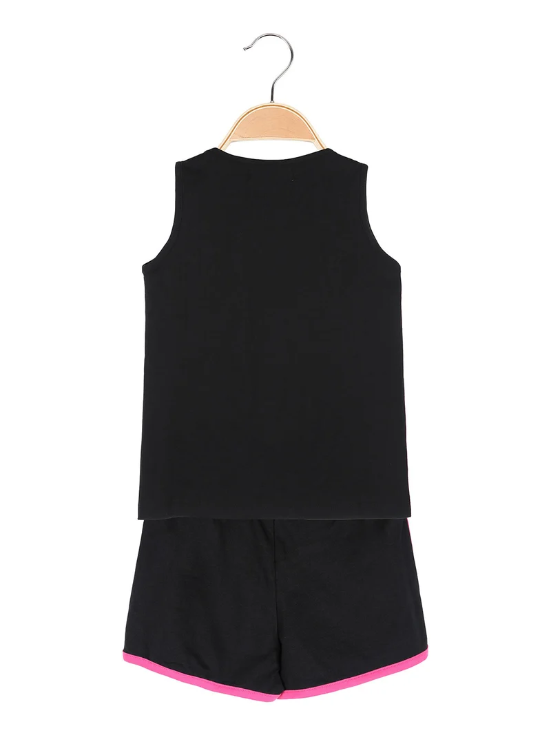 Completo corto da bambina canotta e shorts - nero