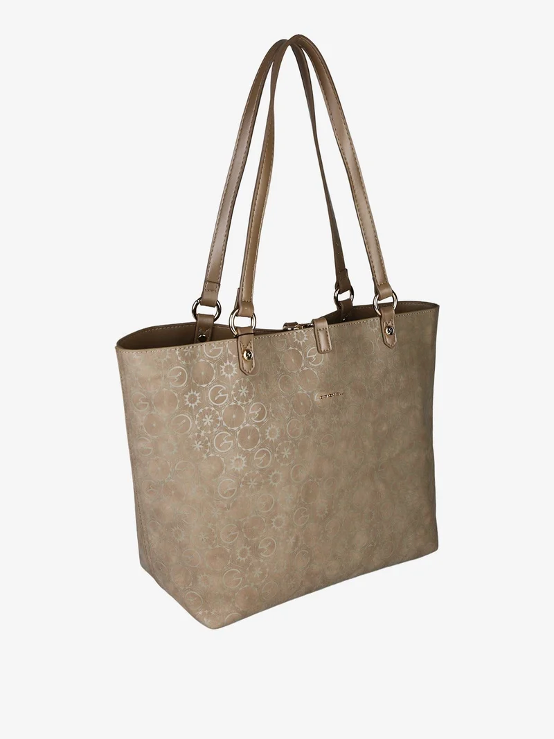 Borsa tote donna reversibile con pochette - taupe