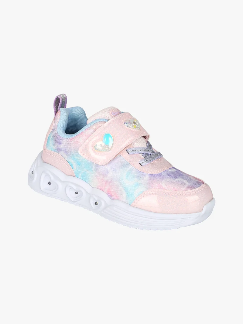 Sneakers da bambina con strappo e luci - rosa