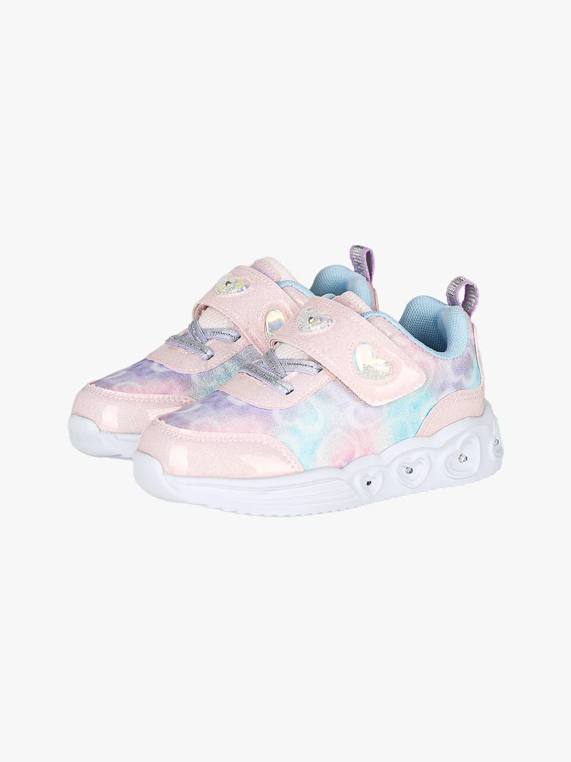 Sneakers da bambina con strappo e luci - rosa