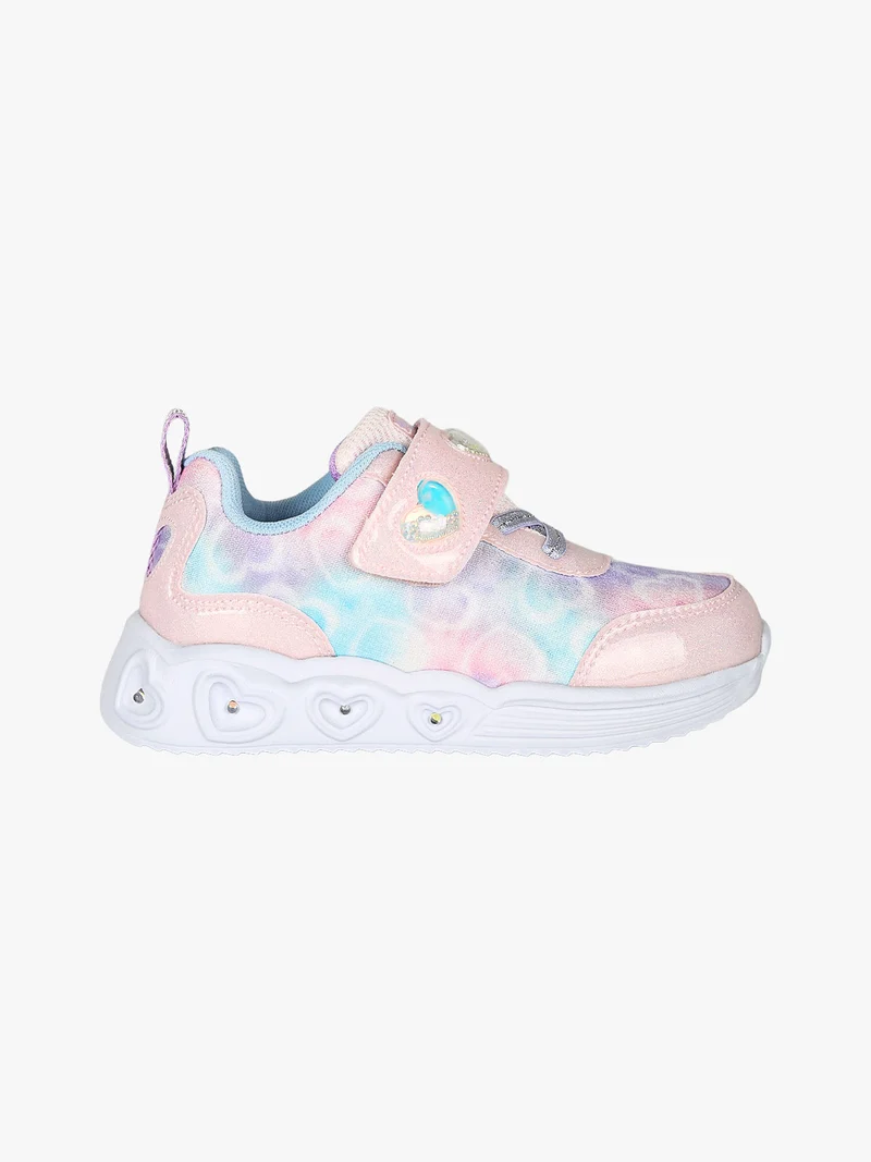 Sneakers da bambina con strappo e luci - rosa