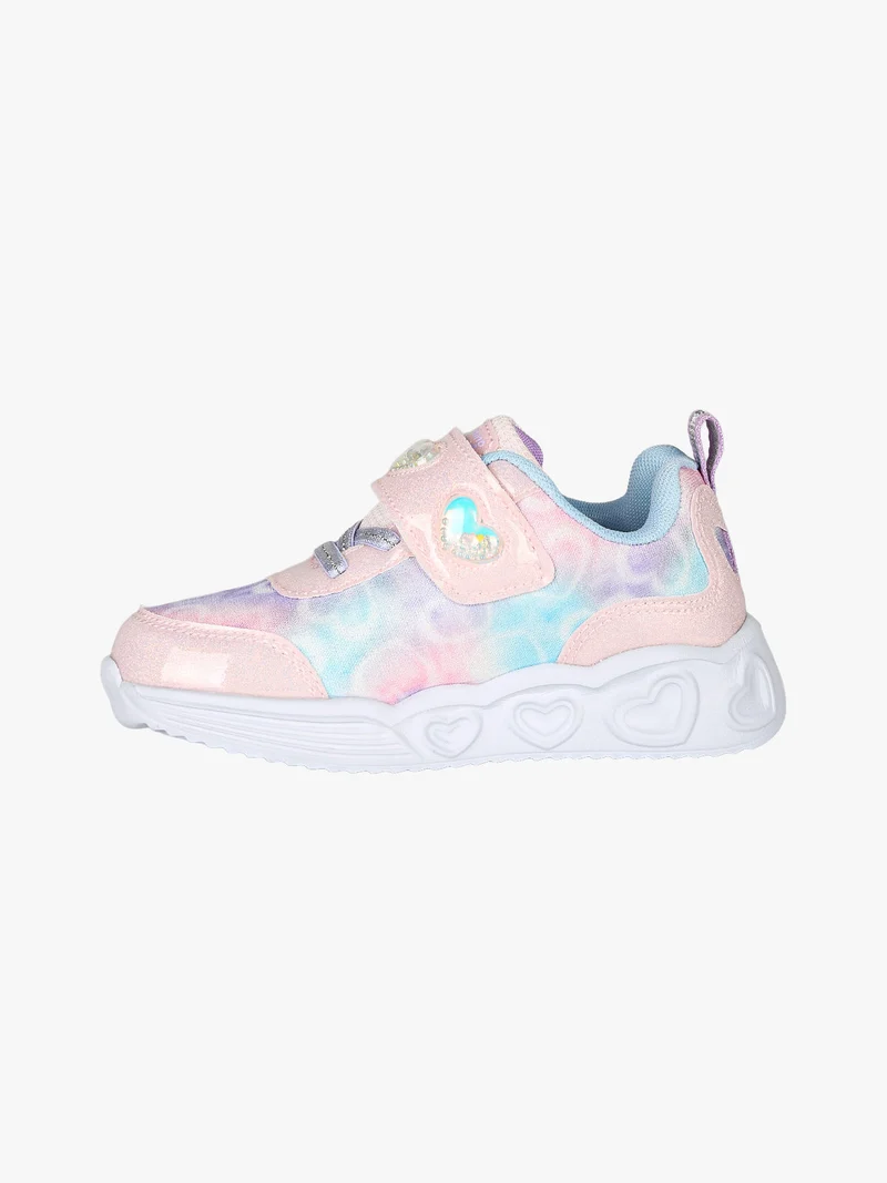 Sneakers da bambina con strappo e luci - rosa