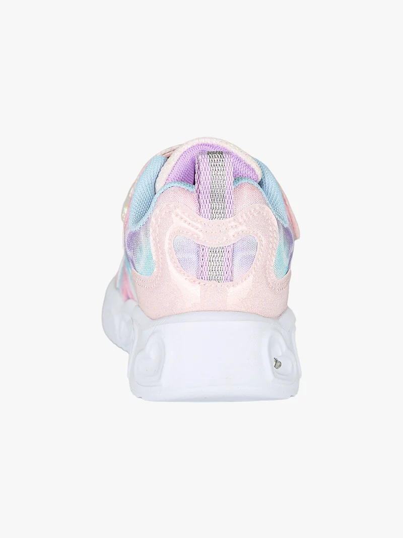 Sneakers da bambina con strappo e luci - rosa