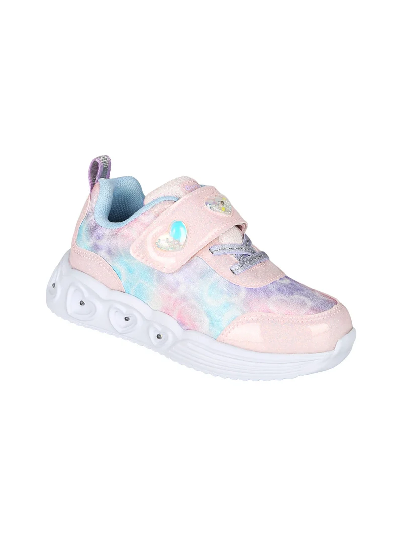 Sneakers da bambina con strappo e luci - rosa