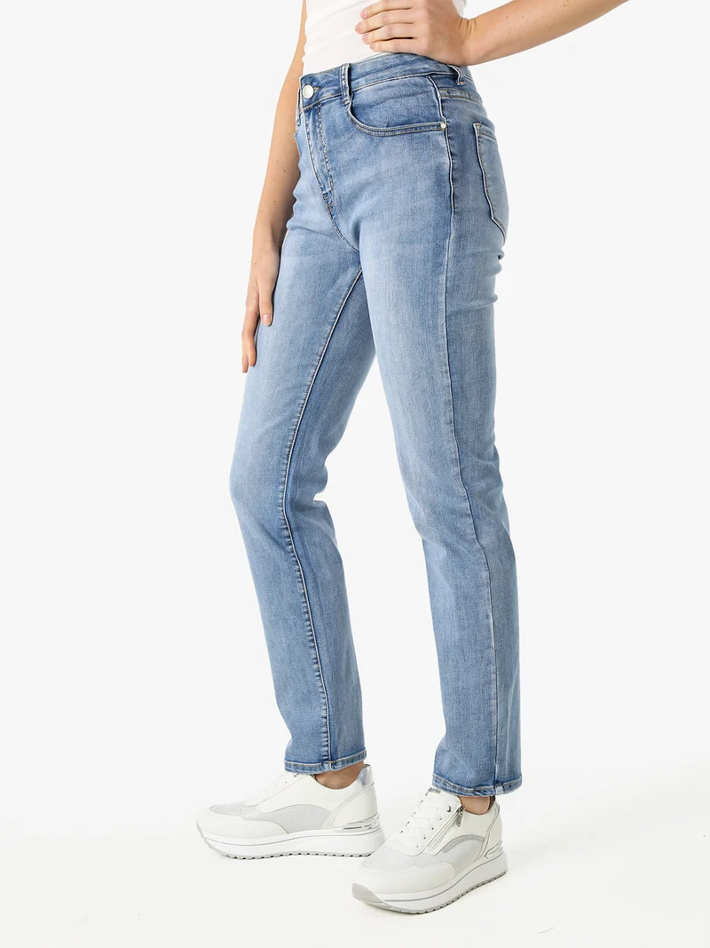 Jeans donna regular fit a vita alta- jeans