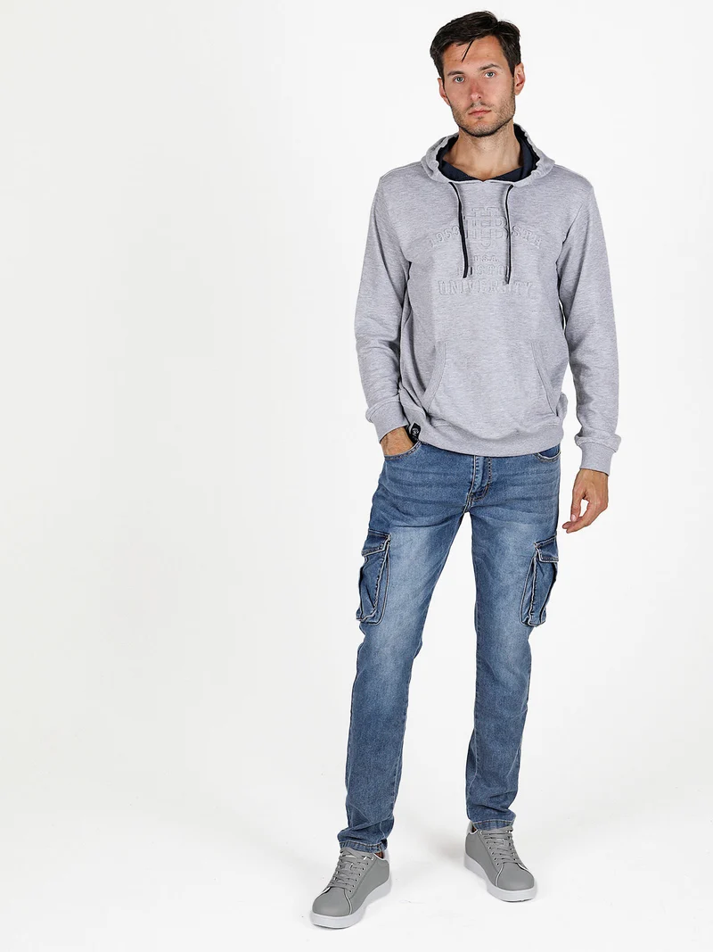 Felpa da uomo con cappuccio - grigio