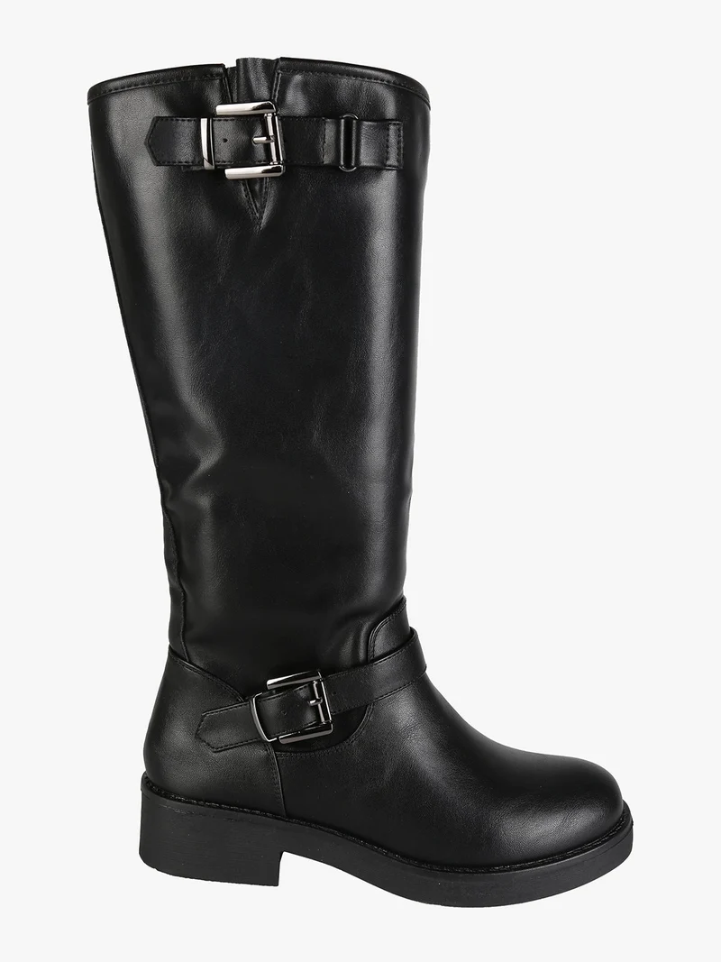 Stivali donna con zip e fibbie