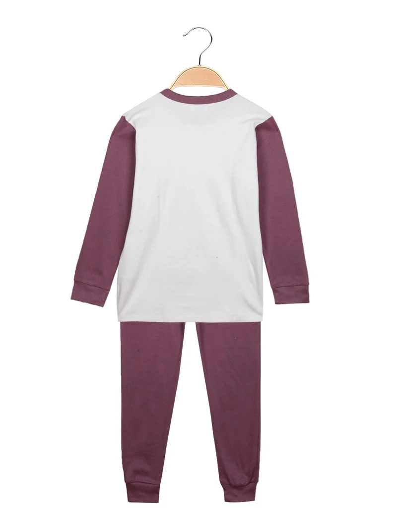Pigiama lungo bambina con bottoni - bianco