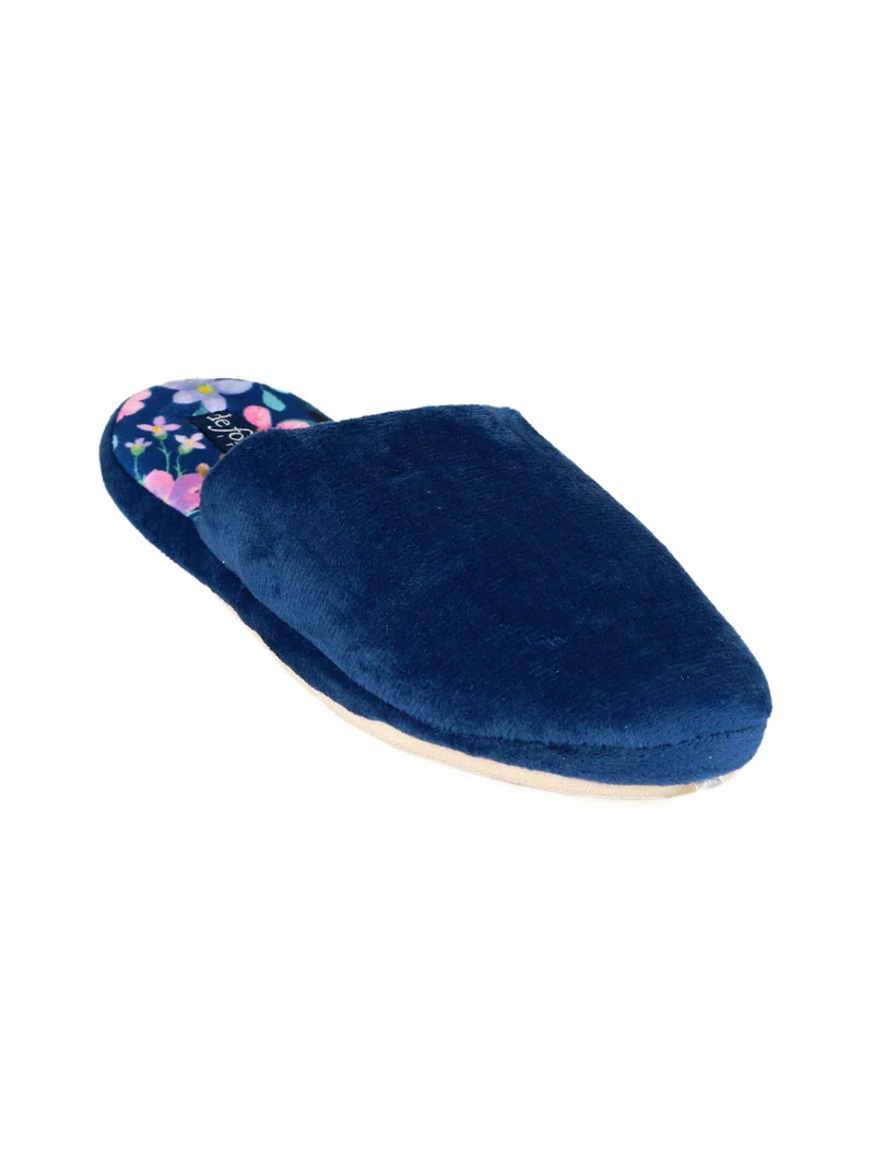 Pantofole donna a fiori - blu scuro