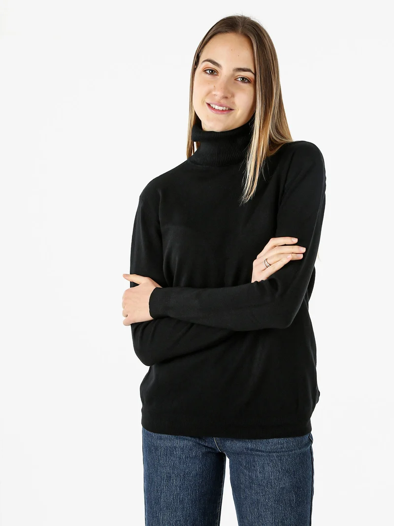 Maglia dolcevita da donna - nero