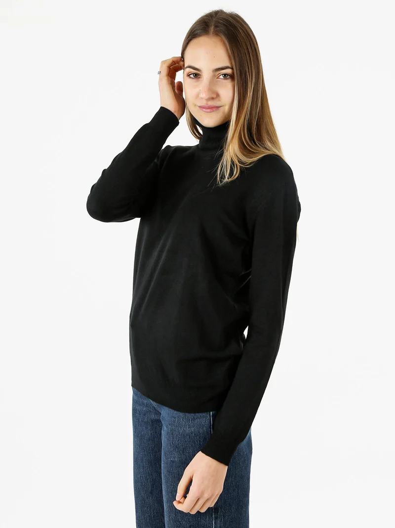 Maglia dolcevita da donna - nero