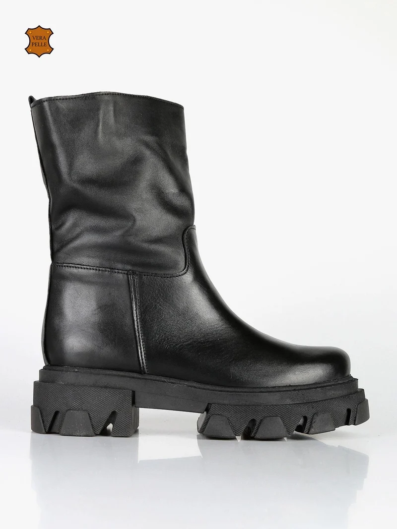 Stivaletti chelsea in pelle da donna - nero