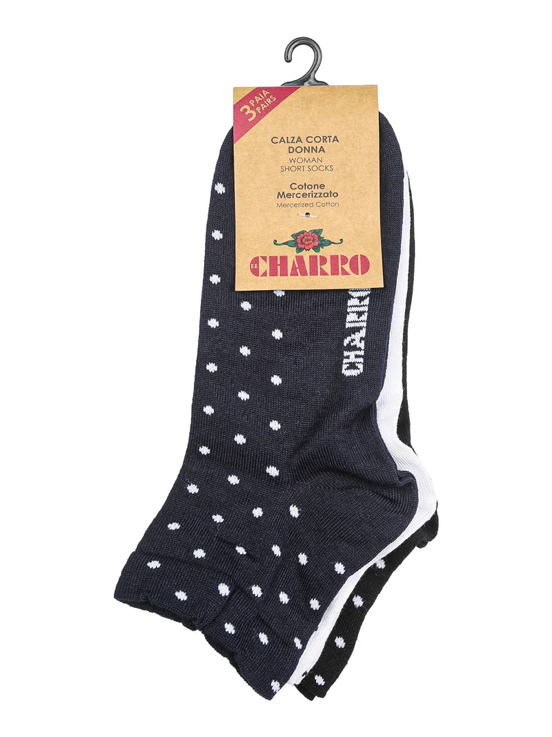 Confezione da 3 paia di calze corte da donna a pois - nero