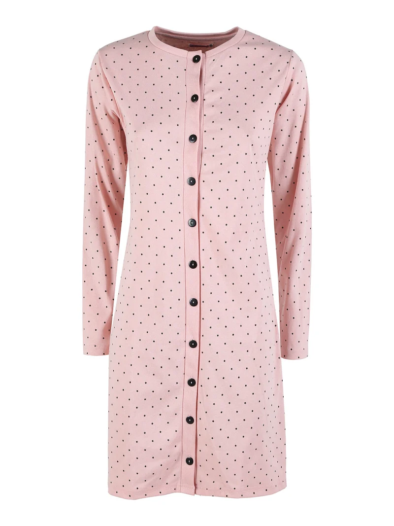 Camicia da notte donna con bottoni a maniche lunghe - cipria