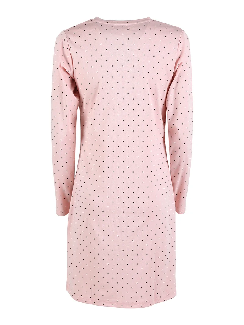 Camicia da notte donna con bottoni a maniche lunghe - cipria